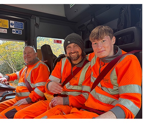 CWR crew showing Connor the ropes