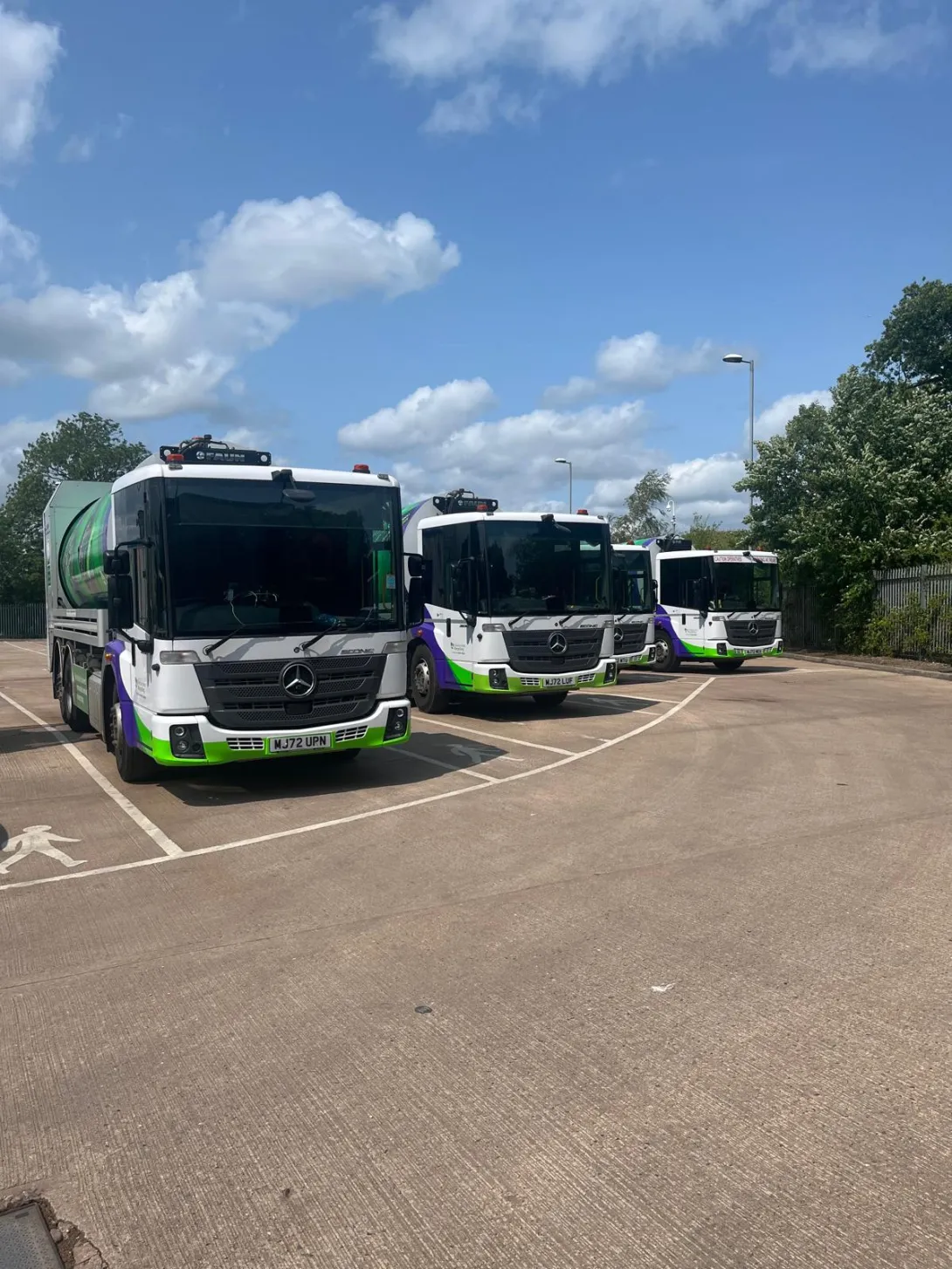 Fleet of vehicles in depot